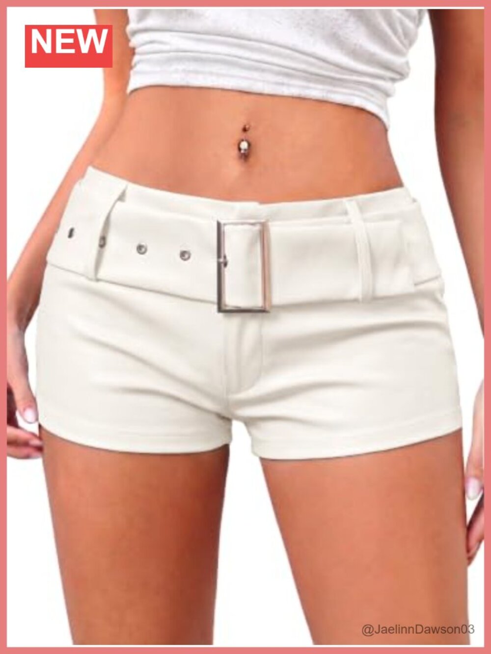 Faux Leather Low Rise Mini Shorts Wide Belt Fitted Club Concert